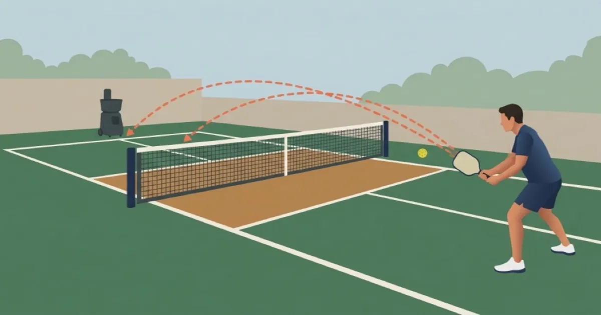Singles pickleball player practicing a forehand groundstroke and recovery